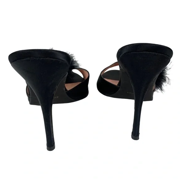 Agent Provacateur Enrica Women’s Slip On Satin Black Pom Pom Trim Heels 8.5-9 - Picture 5 of 11